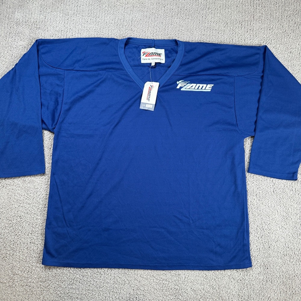 Flame Hockey Practice Jersey Blue Mens 52-54 XXL Canada NWT
